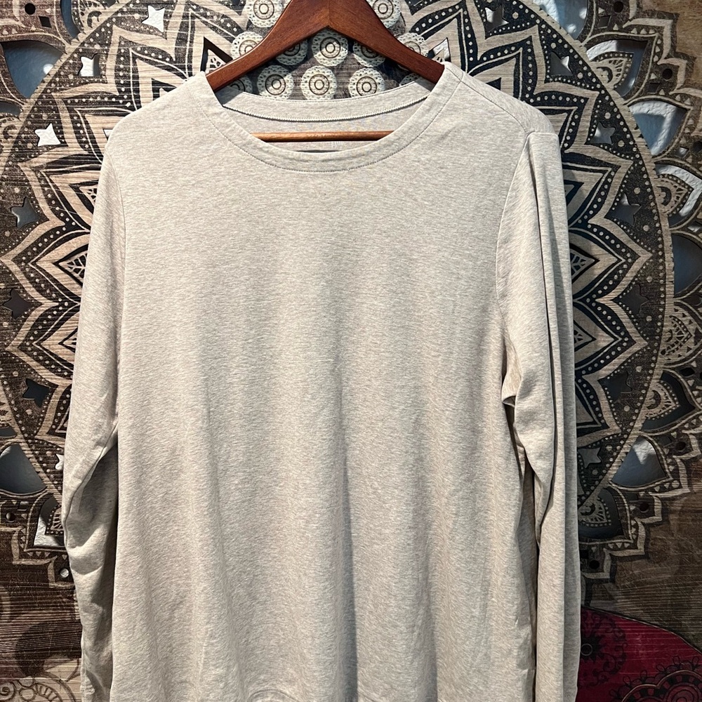 J. Jill Heather Cream/Taupe Long Sleeve Crew Neck Top